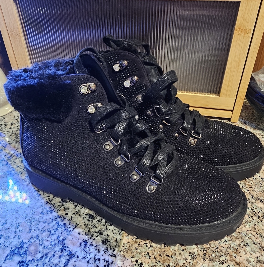 Tosca Blu Black Studded Lace Up Ankle Boots